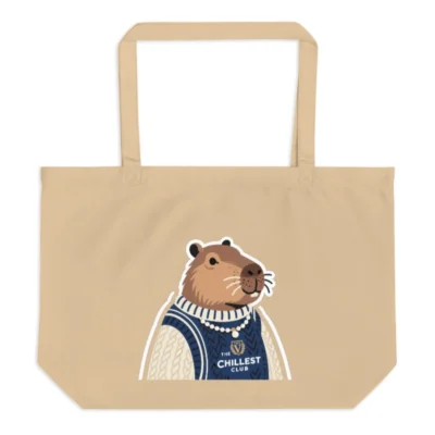Organic Tote Bag with Capybara Design | Eco-Friendly Large Canvas Bag