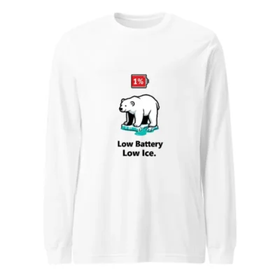 Low Battery Low Ice Polar Bear Long Sleeve Tee - 1% Battery & Melting Ice