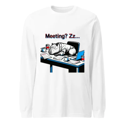 Capybara Sleeping at Desk - Meeting? Zz... Unisex Long Sleeve Tee