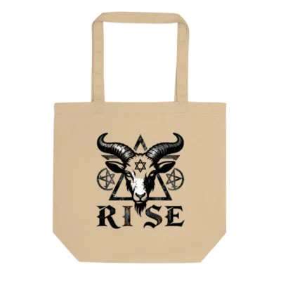 Eco Oyster Tote Bag | Goat Head Symbol, Rise Design, Organic Cotton Tote