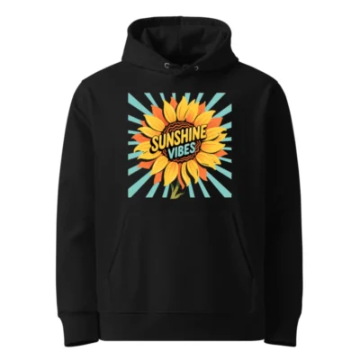 Sunshine Vibes Unisex Eco Hoodie - Black Essential Organic Cotton Hoodie