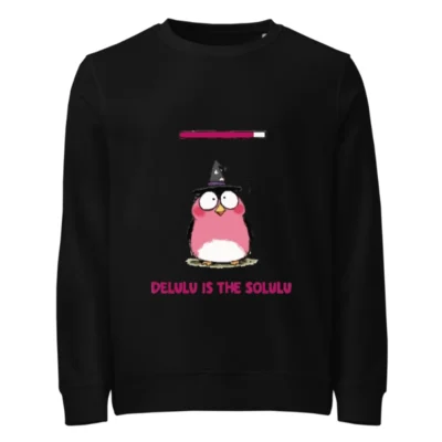 Unisex Organic Sweatshirt | Delulu is the Solulu Witch Owl Design