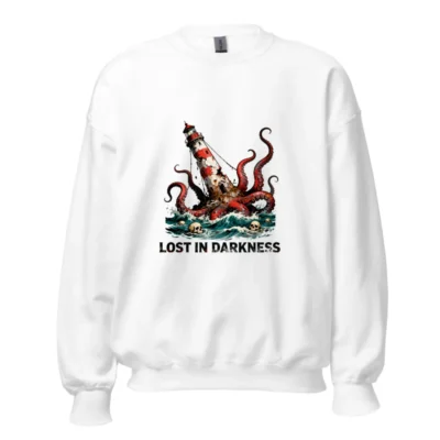 Lost in Darkness Octopus Lighthouse Sweatshirt | Unisex Crew Neck