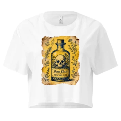 Women's Crop Top - Bone Elixir Vintage Potion Bottle Graphic Tee