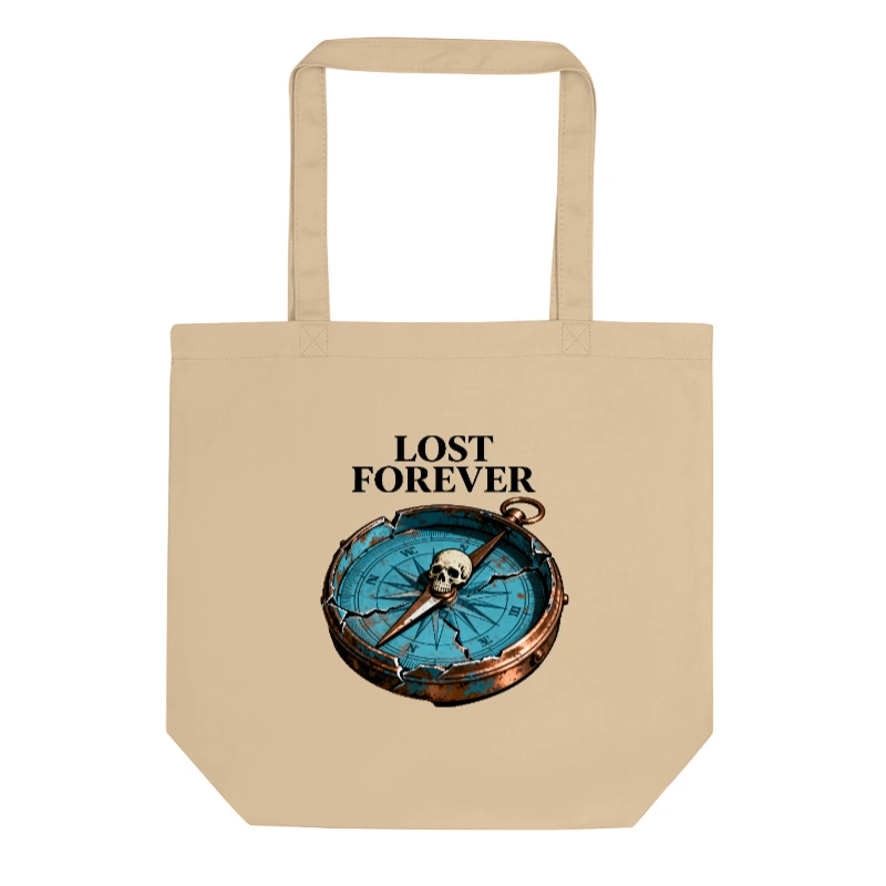 Eco Oyster Tote Bag | Lost Forever Compass Skull Design - Sustainable Canvas Tote