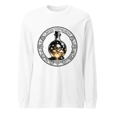 Divine Experiment Skull Flask Long Sleeve Tee - Unisex Witchy Gothic Shirt