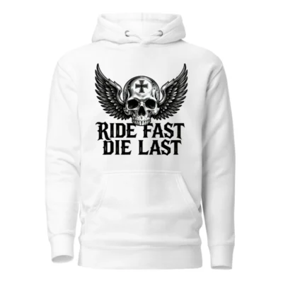 Ride Fast Die Last Skull Wings Hoodie - Unisex Premium Pullover