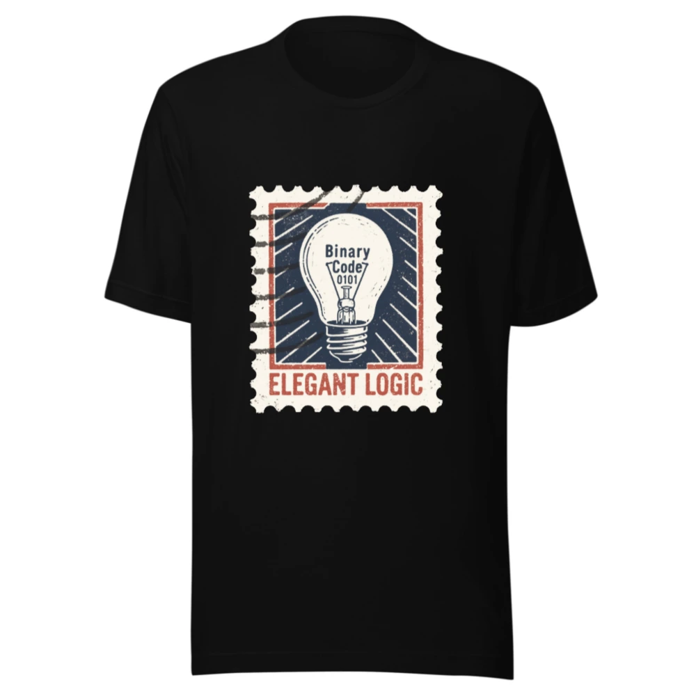 Unisex Staple T-Shirt - Elegant Logic Light Bulb Design, Binary Code 0101