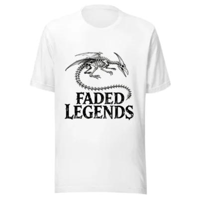 Faded Legends Dragon Skeleton Unisex T-Shirt - Black & White Skeletal Design