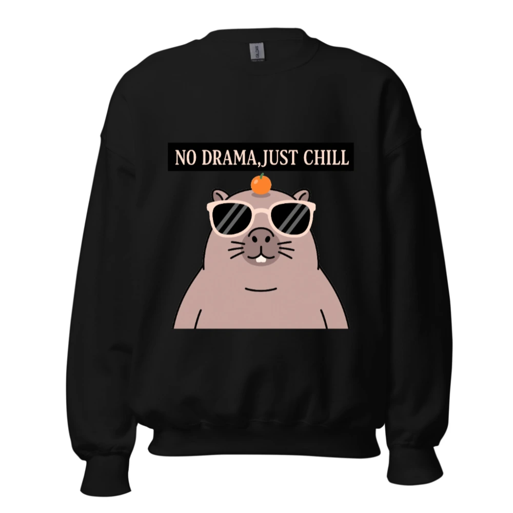 Unisex Crew Neck Sweatshirt - 'No Drama, Just Chill' Gopher Graphic Sweatshirt