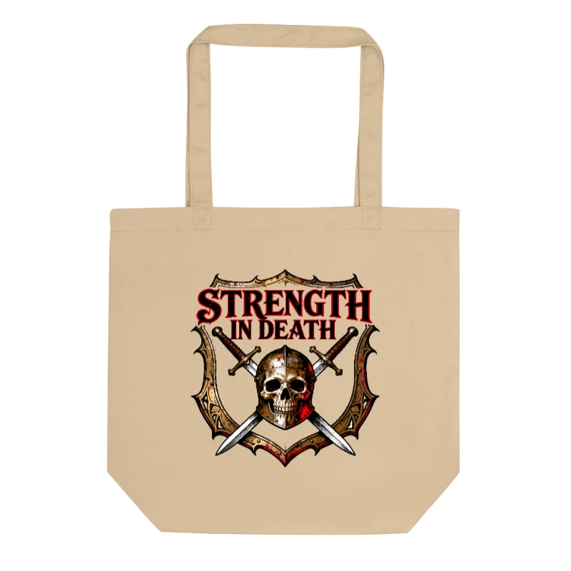 Eco Oyster Tote Bag | Strength in Death Skull & Swords Design