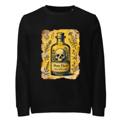 Unisex Organic Sweatshirt - Bone Elixir Skull Potion Design