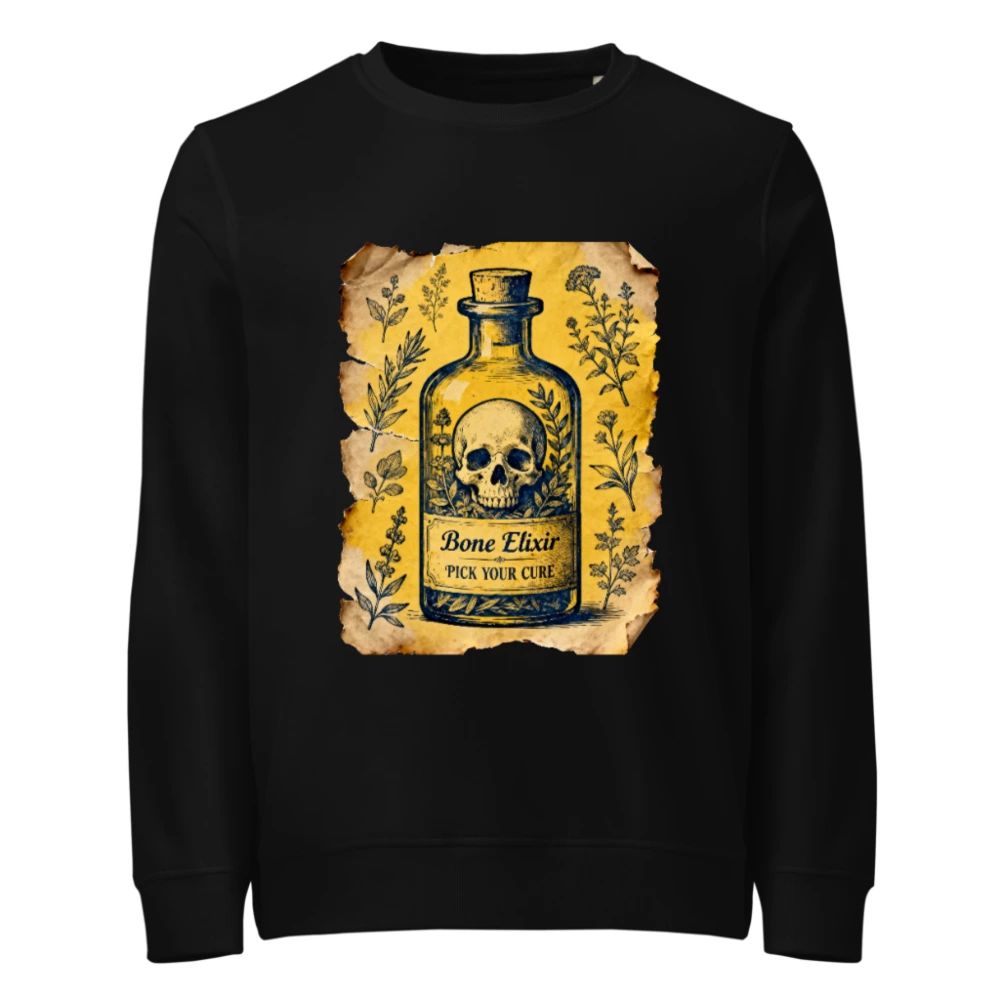 Unisex Organic Sweatshirt - Bone Elixir Skull Potion Design