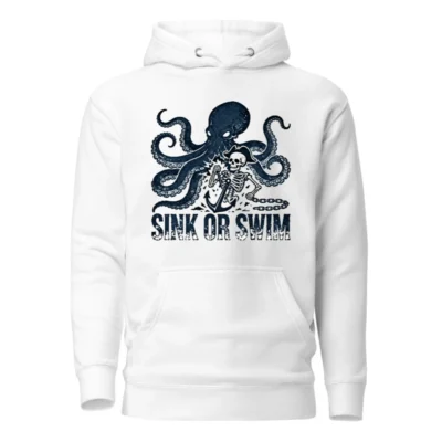 Unisex Premium Pullover Hoodie - Octopus & Skeleton Pirate Design | Sink or Swim