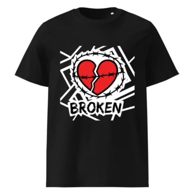 Unisex Organic Cotton T-Shirt | Broken Heart Barbed Wire Design