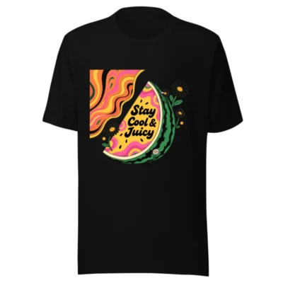 Unisex Staple T-Shirt - Stay Cool & Juicy Watermelon Design, Classic Fit, Black