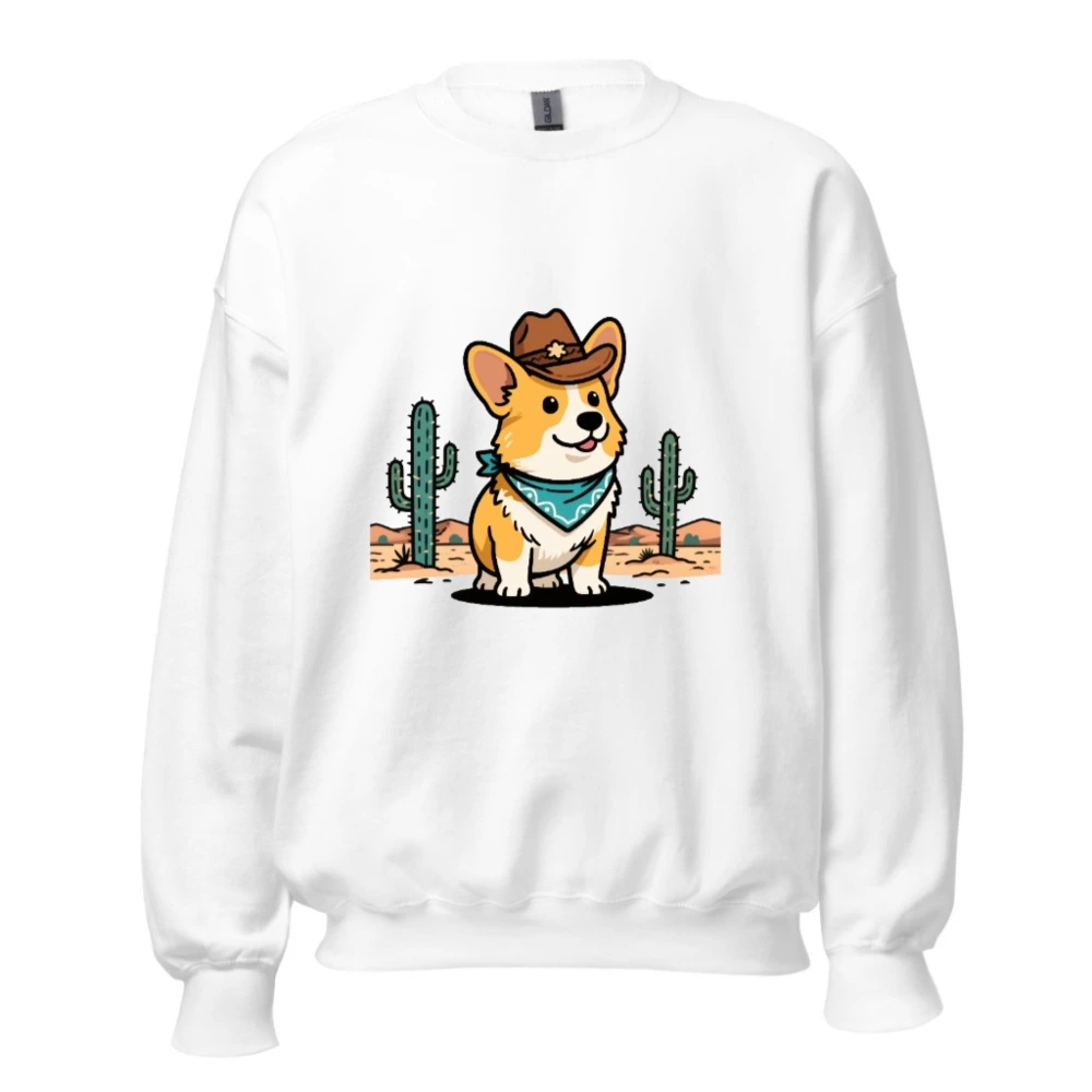 Cowboy Corgi Unisex Crew Neck Sweatshirt | Western Dog Design