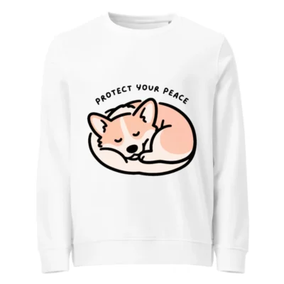 Unisex Organic Sweatshirt | Protect Your Peace Corgi Design