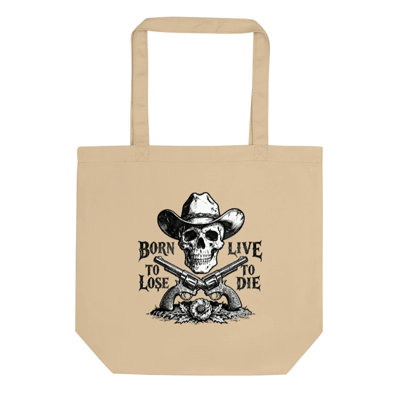 Eco Oyster Tote Bag | Cowboy Skull & Revolvers Design - Sustainable Canvas Tote