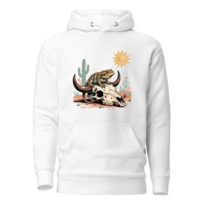 Desert Lizard on Buffalo Skull Hoodie - Unisex Premium Pullover