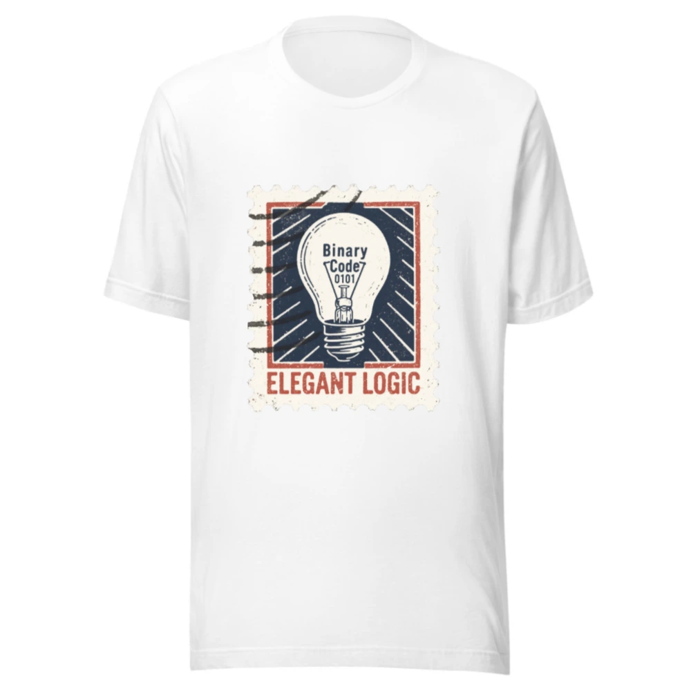 Unisex Staple T-Shirt - Elegant Logic Lightbulb Design, Binary Code 0101