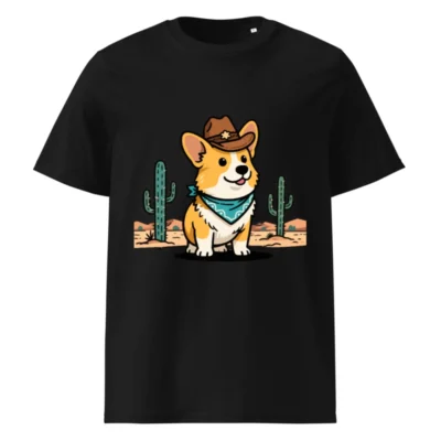 Unisex Organic Cotton Cowboy Corgi T-Shirt | Desert Western Style