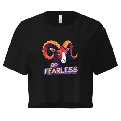 Women's Crop Top with Ram Graphic - Go Fearless Motivational Tee