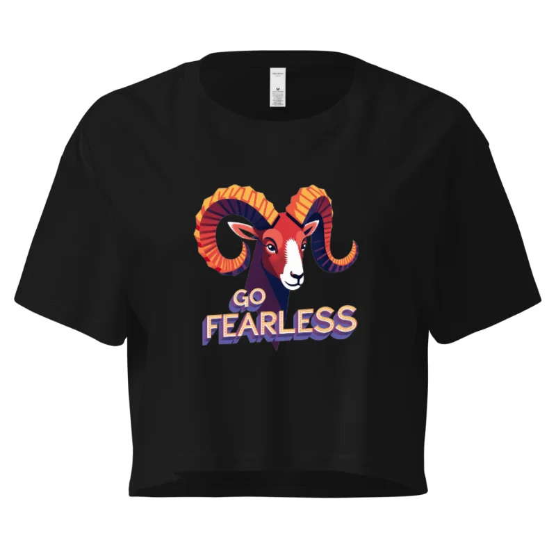 Women's Crop Top with Ram Graphic - Go Fearless Motivational Tee