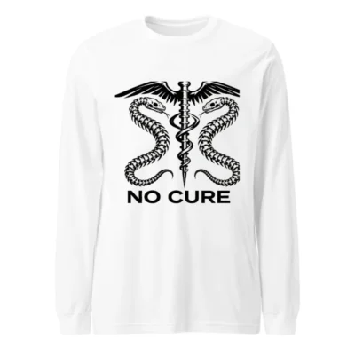 No Cure Caduceus Snake Long Sleeve Tee - Unisex Medical Symbol Shirt
