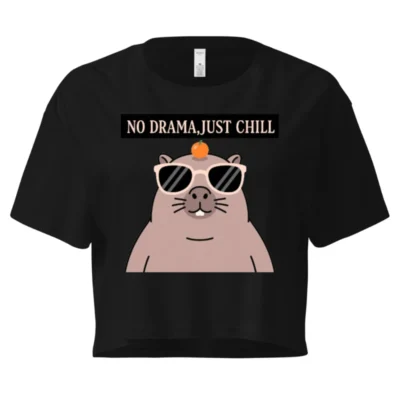 Women's Crop Top - No Drama, Just Chill Capybara Graphic Tee
