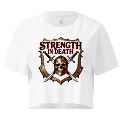 Women's Crop Top - Strength in Death Skull & Swords Graphic Tee