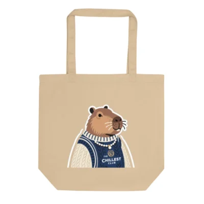 Eco Oyster Tote Bag | Sustainable Cotton Tote with Capybara Design