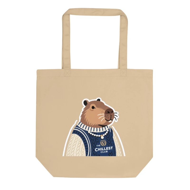 Eco Oyster Tote Bag | Sustainable Cotton Tote with Capybara Design