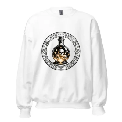 Divine Experiment Skull Flask Unisex Crew Neck Sweatshirt - Gothic Witchy Design