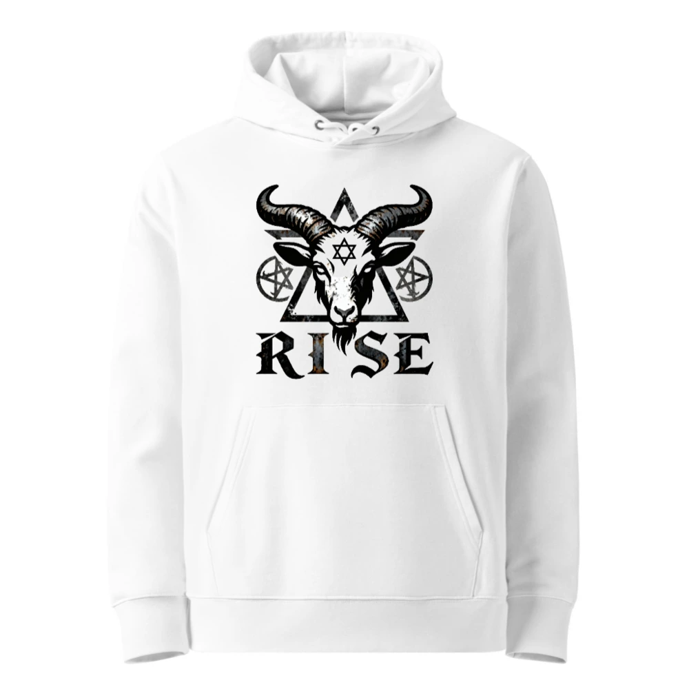 Unisex Eco Hoodie - Rise Goat Symbol Design, Sustainable Organic Cotton