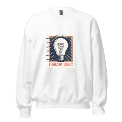 Unisex Crew Neck Sweatshirt - Elegant Logic Binary Code Lightbulb Design
