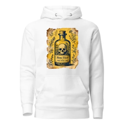 Bone Elixir Hoodie - Unisex Premium Pullover with Vintage Skull & Herb Art