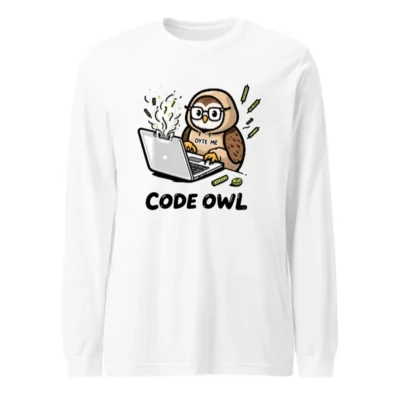 Code Owl Unisex Long Sleeve Tee | DYTE ME Laptop Owl Design