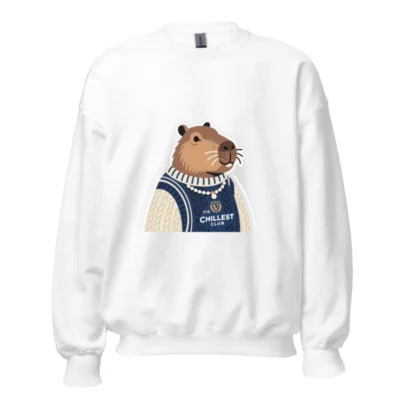 Unisex Crew Neck Sweatshirt | Capybara 'The Chillest Club' Graphic - Cozy & Chill