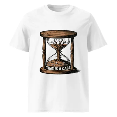 Unisex Organic Cotton T-Shirt - 'Time Is a Cage' Hourglass Tree Design