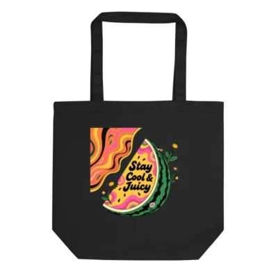 Eco Black Tote Bag | Stay Cool & Juicy Watermelon Design