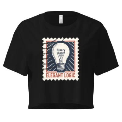 Women's Crop Top - Elegant Logic Binary Code Light Bulb Design, Black