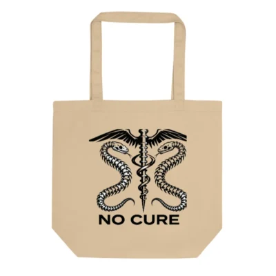 Eco Oyster Tote Bag | Sustainable Canvas Tote with No Cure Caduceus Design