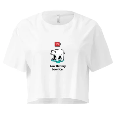 Women's Crop Top - Polar Bear Low Battery Low Ice Humor Tee