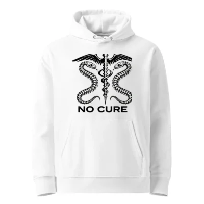 Unisex Eco Hoodie - No Cure Caduceus Design, Sustainable Essential Sweatshirt