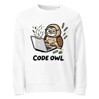 Code Owl Unisex Organic Sweatshirt | OYTE ME Tech Humor