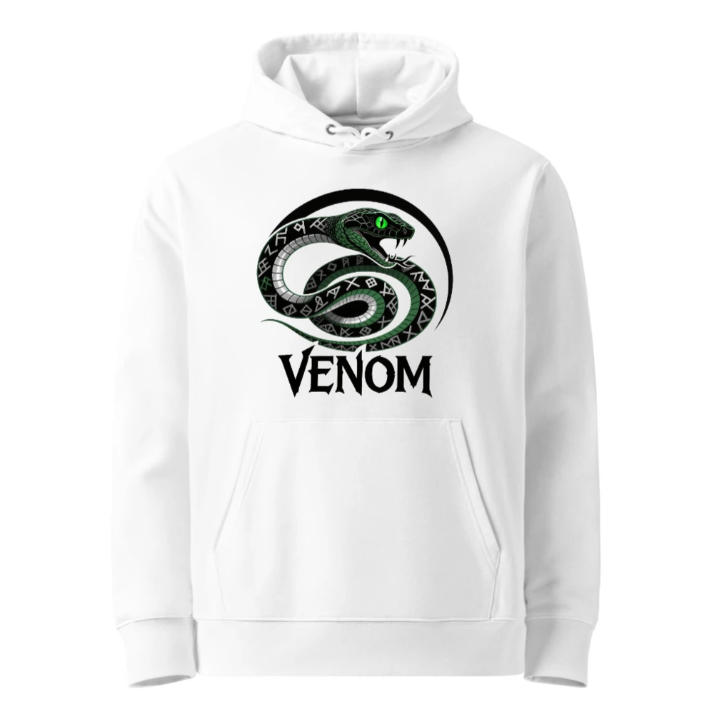 Unisex Essential Eco Hoodie - Venom Snake Design, Green Eye, Sustainable Fabric
