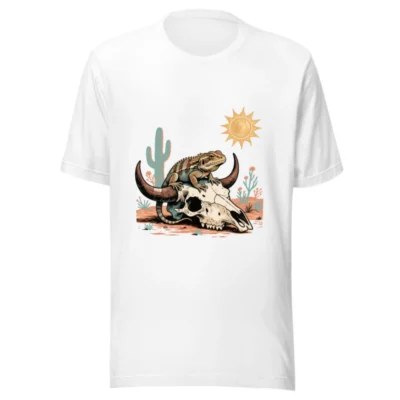 Desert Lizard & Bull Skull Unisex T-Shirt | Premium Cotton Staple Tee