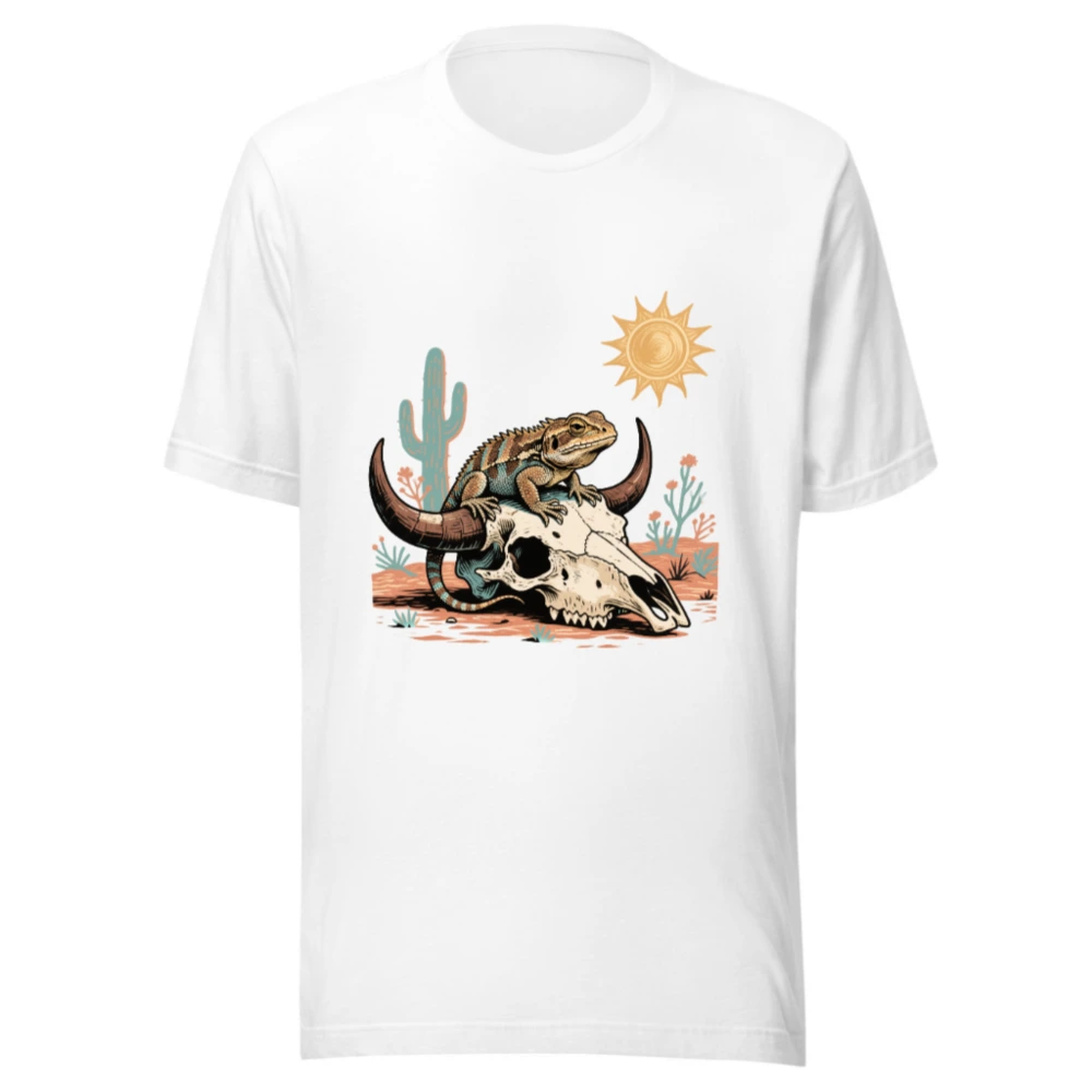 Desert Lizard & Bull Skull Unisex T-Shirt | Premium Cotton Staple Tee