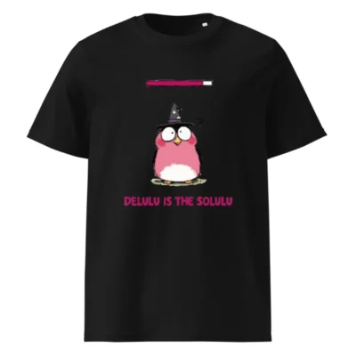 Unisex Organic Cotton T-Shirt - Delulu is the Solulu Witch Owl Design